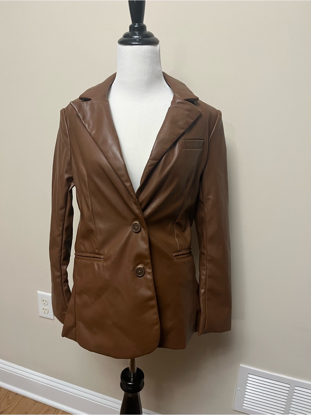 Stoosh Brown Faux Leather Blazer